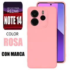XIAOMI - Silicone Case Para Redmi Note 14 Rosa Con Marca