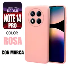 XIAOMI - Silicone Case Para Redmi Note 14 Pro Rosa Con Marca