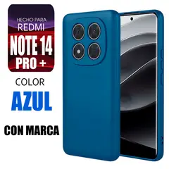 XIAOMI - Silicone Case Para Redmi Note 14 Pro Plus Azul Con Marca