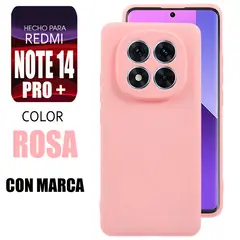 XIAOMI - Silicone Case Para Redmi Note 14 Pro Plus Rosa Con Marca