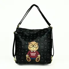 GENERICO - Bolso mochila ecocuero Cream Bear 3 en 1