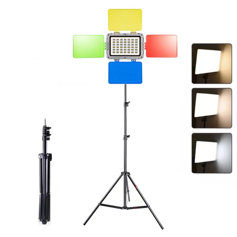 Luz Led Relleno Panel Recargable 4 Flitros RGB Tripode 210 cm