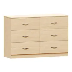 GENERICO - Comoda Melamina Roble Noa 1.20m 6 Cajones