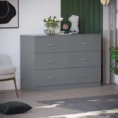 GENERICO - Comoda Melamina Gris NOA 1.20m 6 Cajones