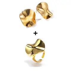 GENERICO - Set Camill Aretes + Anillo enchapados en oro 18k