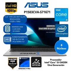 ASUS - Laptop Intel Core i5 (ExpertBook P1503CVA-S71671) RAM 8 GB SSD 512 GB 15.6" FHD IPS Windows 11
