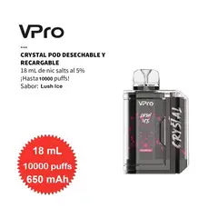 GENERICO - VPRO CRYSTAL, 10,000 Puffs, Desechable 5% - LUSH ICE