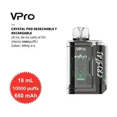 GENERICO - VPRO CRYSTAL, 10,000 Puffs, Desechable 5% - Minty O`s