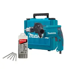 MAKITA - TALADRO PERCUTOR 1⁄2 710W HP1630K + SET DE BROCAS D-20719 -