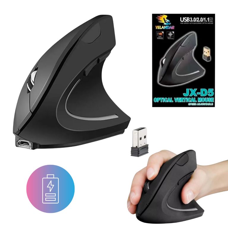 Mouse Inalambrico Vertical Ergonomico Recargable Laptop Y Pc