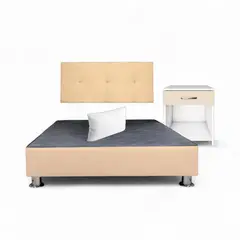 MUEBLES MACRUMO - Combo cama brisa 2Plz color Beige + velador ted + almohada