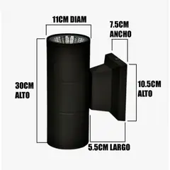 GENERICO - Aplique Lámpara de Exterior Black Led