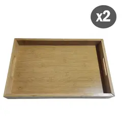 GENERICO - Pack x2 Bandejas de bambú para servir para dormitorio y sala de star