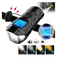 GENERICO - PACK LUZ CON VELOCIMETRO 4 EN 1 PARA BICICLETA + LUZ TRASERA