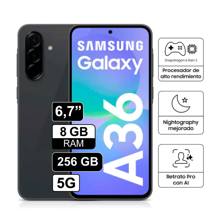 Celular Galaxy A36 5G 8GB RAM 256GB Negro
