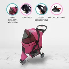 CUZKA - Coche para mascota 3 ruedas «UYWA» Pink