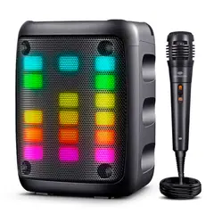 EVERSOUND - Parlante Portatil RGB Con micrófono Equalizer 3 Radio FM Bluetooth