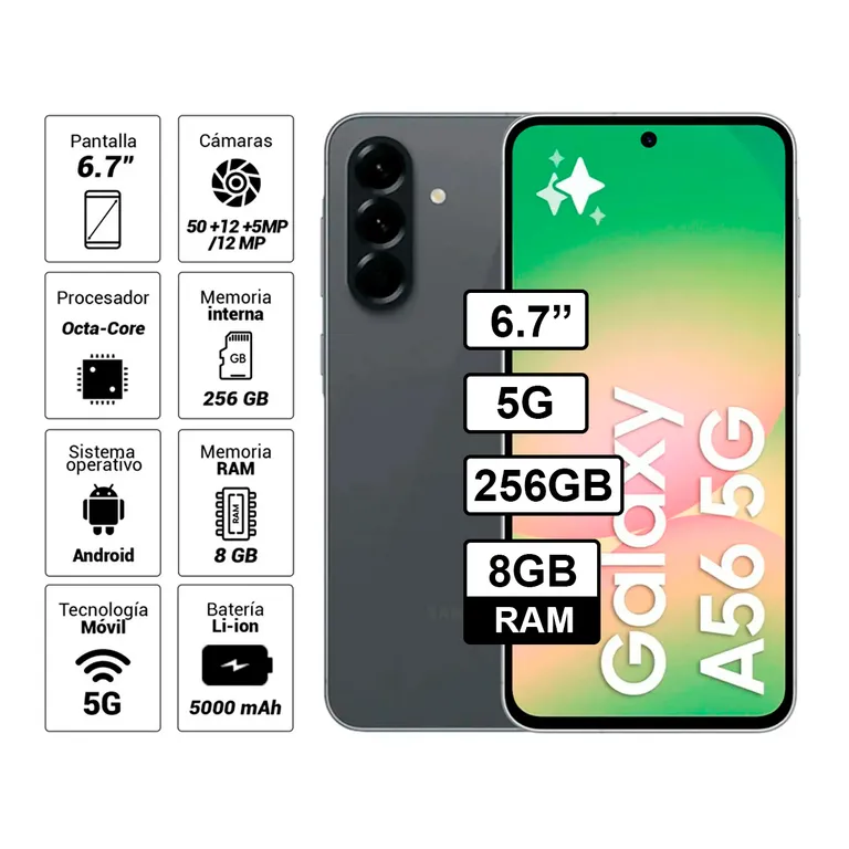 Celular Galaxy A56 5G 256GB 8GB RAM Color Negro