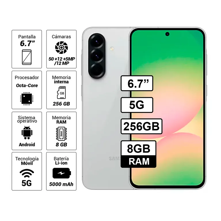 Celular Galaxy A56 5G 256GB 8GB RAM Color Gris Claro