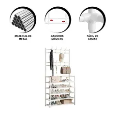 RYBIU IMPORT - Pack2 Zapatera de 5 Pisos en Blanco Y+Banderitas Adhesivas