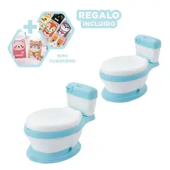 GENERICO - Pack2 Inodoro con Base Acolchado Celeste Y+Regalo Agendita