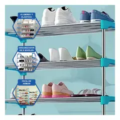 RYBIU IMPORT - Pack6 Estanteria de Calzado 5 Celeste Y+Banderitas Adhesivas