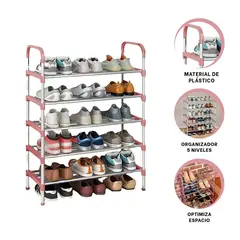 RYBIU IMPORT - Pack2 Zapatera Practico de 5 N Rosado Y+Regalo Agendita