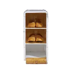 GENERICO - Pack2 Zapatera 3 Pisos Blanco y Tapa Ambar Y+Papel de Regalo