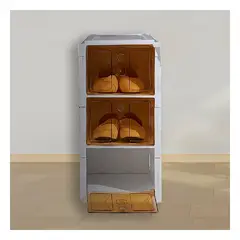 GENERICO - Pack3 Organizador 3 Pisos Calzado en Blanco Tapa Ambar