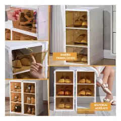 GENERICO - Pack4 Zapatera 3 Pisos Blanco y Tapa Ambar Y+Regalo Stickers