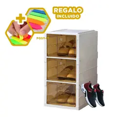 GENERICO - Pack4 Zapatera 3N Blanco y Tapa Ambar Y+Banderitas Adhesivas