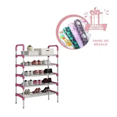 GENERICO - Pack5 Portazapatos con 5 Pisos Rosado Y+Papel de Regalo