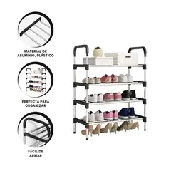 RYBIU IMPORT - Pack2 Zapatera Duradera en 4 N Negro Y+Banderitas Adhesivas