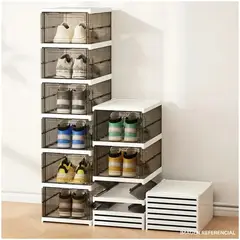 INSPIRA MARKET - Organizador Zapateras Plegable Multiusos 6 Niveles Acrílico Negro