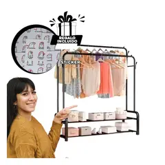 GENERICO - Pack5 Estante Compacto de 2 Niveles Negro Y+Regalo Stickers