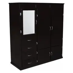 HOGAR & SPACIOS - HYS ROPERO 5 PUERTAS ESPEJO MAXIM NEGRO