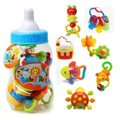 GENERICO - Set Sonaja Biberón Grande con Mordedores 7 Piezas