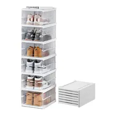 GENERICO - Zapatera Plegable De 6 Niveles Con Tapa Acrílica