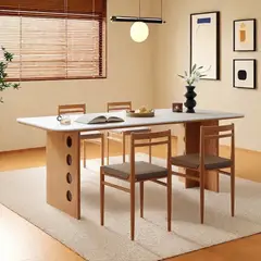 GENERICO - Juego de Comedor Gnesta - Marrón y Blanco