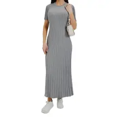 TIOZONEY - Vestido de punto de manga corta