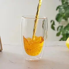 GENERICO - Vaso de doble pared en vidrio borosilicato 450 ml capuchino