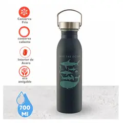 THERMOS - BOTELLA DE ACERO INOXIDABLE OCEAN 700 ML NEGRO