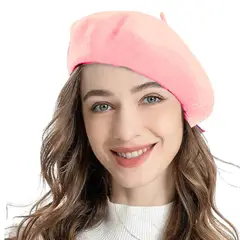 GENERICO - Boina Francesa Lana Cashmere Unisex Color Rosa