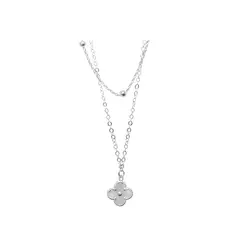 CLEO JOYAS & ACCESORIOS - Collar Trebol Dos Caidas Plata