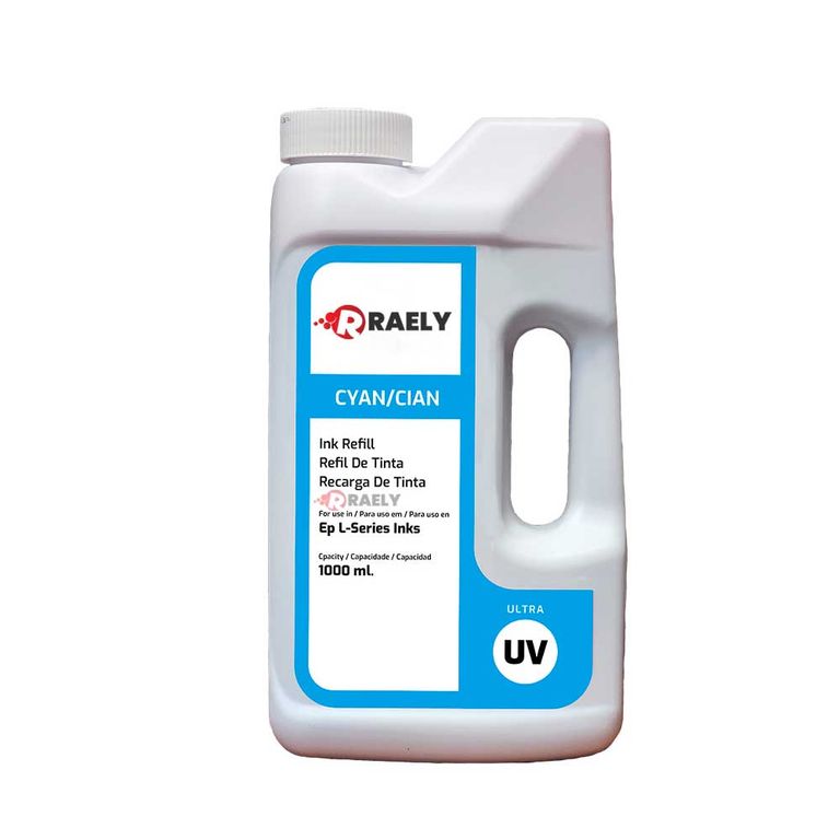 Tinta Compatible Para Epson Marca raely 1 Litro Ultra UV - Cian