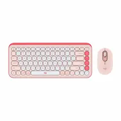 LOGITECH - Teclado + Mouse Pop Icon Bluetooth Wireless White+ Rose