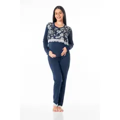 VELA WHITE - Sweet Blue Mom polo con pantalón maternidad