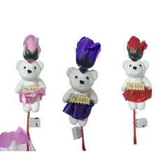 GENERICO - 12 Rosas Con Oso Y Luces 3 Velocidades - Rosa