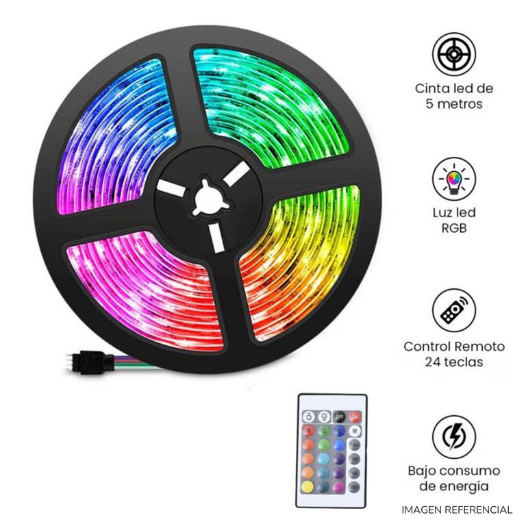 Rollo Cinta LED x5 metros RGB con Control