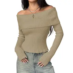 GENERICO - Sueter Mujer Hilo Mlarga Marinera 359G-23 Color Beige